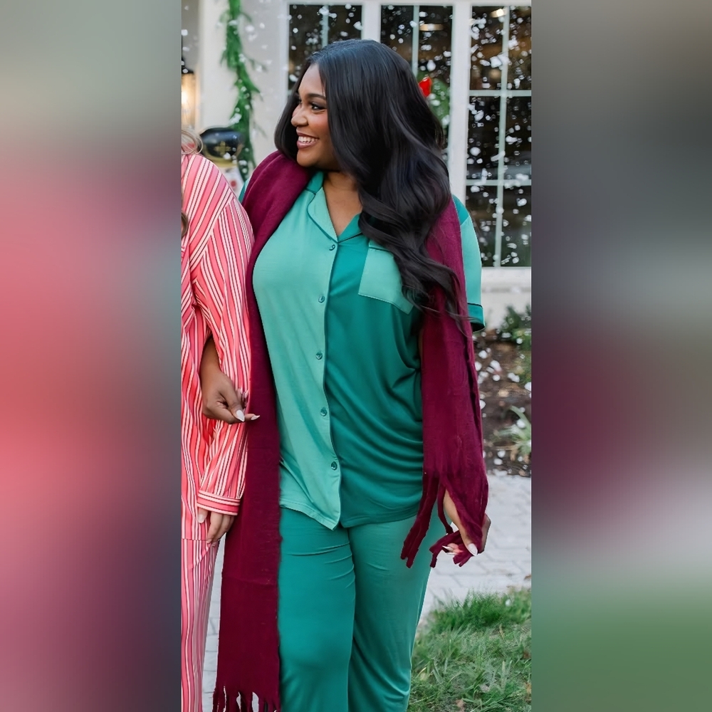 In My Sundays Pine Colorblock Pajama Set